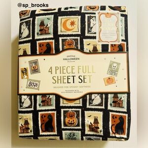 🎁ENVOGUE Halloween Sheet Set - Stamps Pattern -Full Size Sheet Set- Black Multi